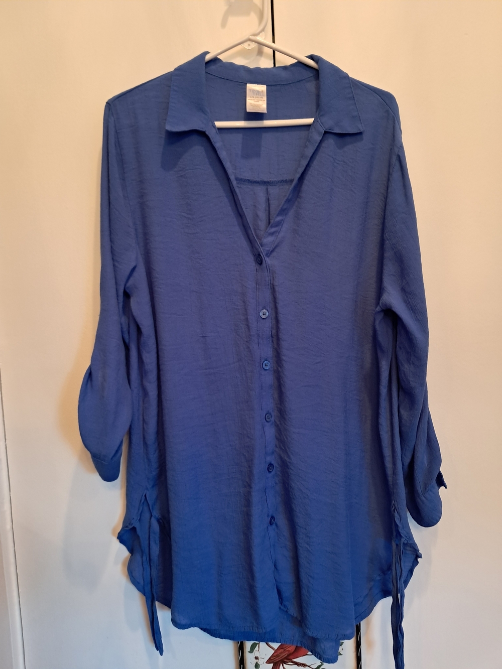 Blue Lightweight Button-Front Women's Top